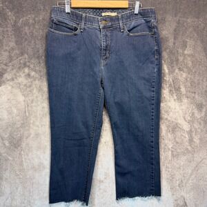 Levis 525 Perfect Waist Straight Womens Blue Straight 14 Raw Hem Denim Jeans